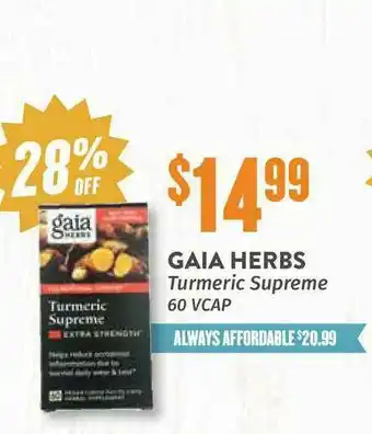 Natural Grocers Gaia Herbs Turmeric Supreme 28% Off offer