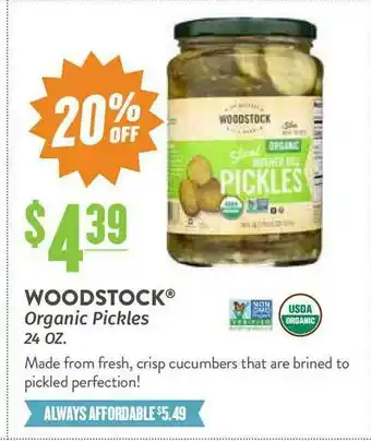 Woodstock Organic Pickles 20% Off