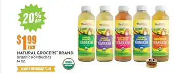 Natural Grocers Natural Grocers Brand Organic Kombuchas 20% Off offer