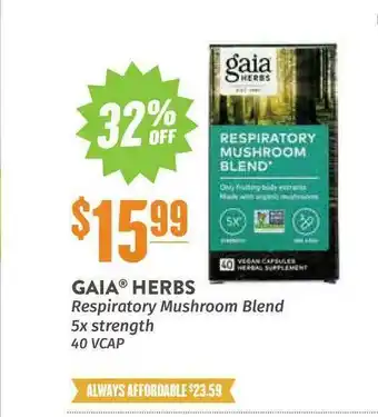 Natural Grocers Gaia Herbs Respiratory Mushroom Blend 5x Strength 32% Off offer