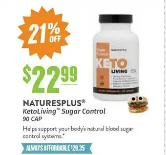 Naturesplus Ketoliving Sugar Control 90 Cap 21% Off