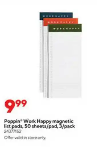 Poppin Work Happy Magnetic List Pads