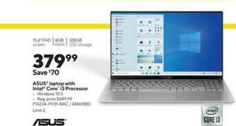 Staples Asus Laptop With Intel Core I3 Processor offer