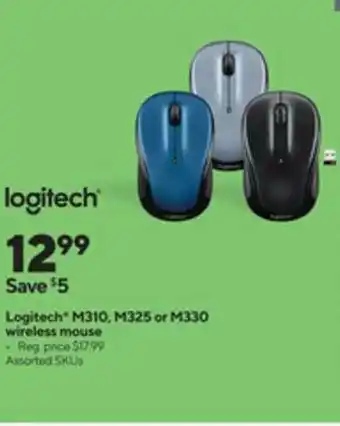 Staples Logitech M310 M325 Or M330 Wireless Mouse offer