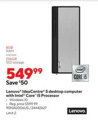 Staples Lenovo Ideacentre 5 Desktop Computer With Intel Core I5 Processor offer