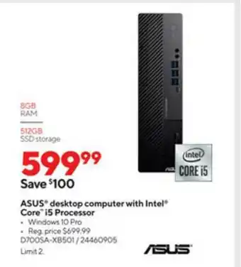 Staples Asus Desktop Computeur With Intel Core I5 Processor offer