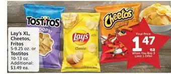 Albertsons Lay's Xl, Cheetos, Fritos Or Tostitos offer