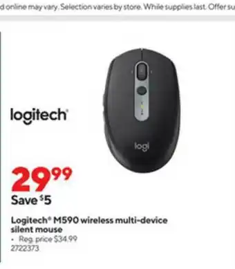 Staples Logitech M590 Wireless Multi-device Silent Mouse offer