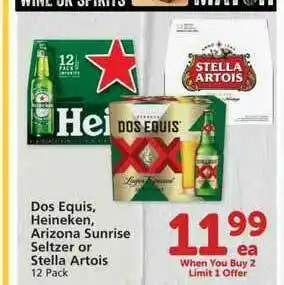 Albertsons Dos Equis, Heineken, Arizona Sunrise Seltzer Or Stella Artois offer