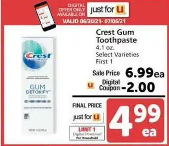 Albertsons Crest Gum Toothpaste offer