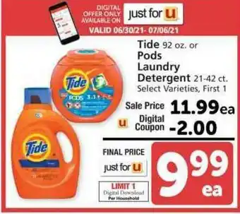 Albertsons Tide Or Pods Laundry Detergent offer