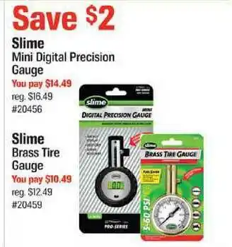 Slime Mini Digital Precision Gauge Slim Brass Tire Gauge