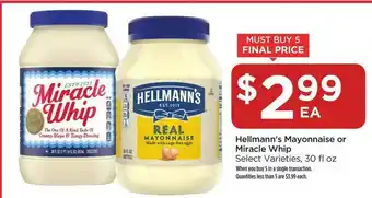 Food 4 Less Hellmann's Mayonnaise Or Miracle Whip offer