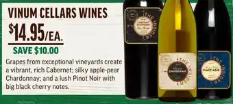 Central Market Vinum Cellars Wines offer