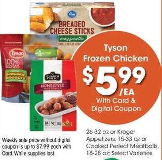 Kroger Tyson Frozen Chicken offer