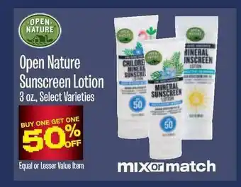Jewel-Osco Open Nature Suncreen Lotion 3 Oz offer
