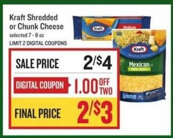 Lowes Foods Kraft Shredded Or Chunk Cheese offer