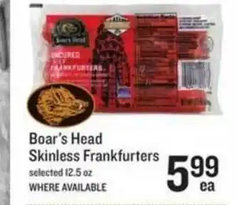 Lowes Foods Boar's Head Skinless Frankfurters offer