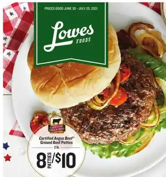 Lowes Foods Certified Angus Beef Ground Beef Patties offer