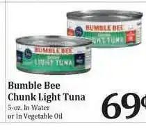 Rosauers Bumble Bee Chunk Light Tuna offer