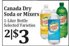 Rosauers Canada Dry Soda Or Mixers 1-Liter Bottle offer