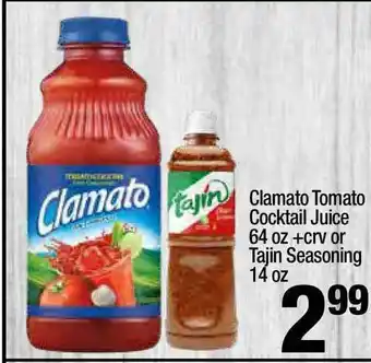 Super King Markets Clamato Tomato Cocktail Juice 64 Oz +Crv Or Tajin Seasoning 14 Oz offer