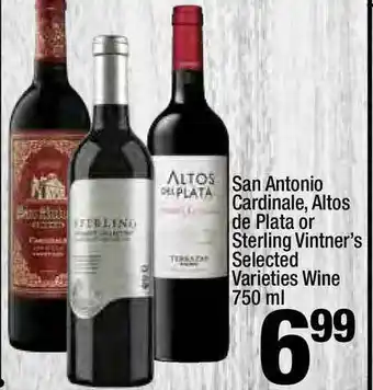 Super King Markets San Antonio Cardinale, Altos De Plata Or Sterling Vintner's Selected Varieties Wine 750 ML offer