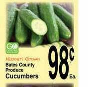 Super Saver Bates County Produce Cucumbers offer