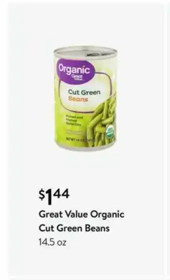 Walmart Great Value Organic Cut Green Beans offer