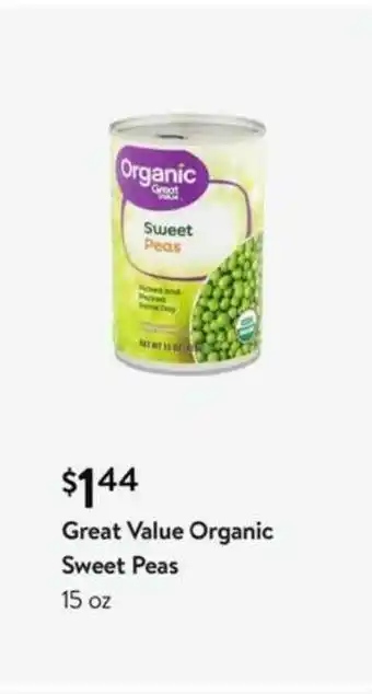Walmart Great Value Organic Sweet Peas offer