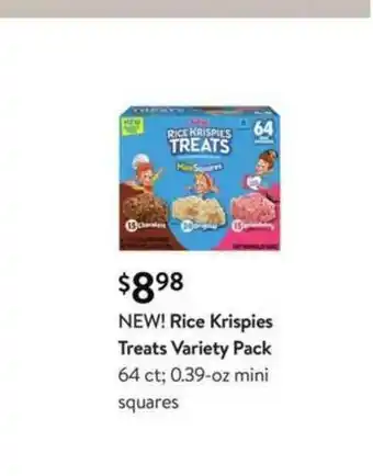 Walmart Rice Krispies Treats Variety Pack 64 CT; 0-39-Oz Mini Squares offer