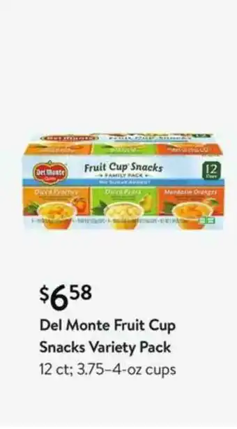 Walmart Del Monte Fruit Cup Snacks Variety Pack offer