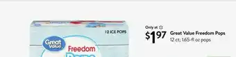 Walmart Great Value Freedom Pops 12 CT; 1.65-Fl Oz Pops offer
