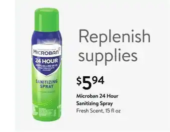 Walmart Microban 24 Hour Sanitizing Spray Fresh Scent, 15 Fl Oz offer