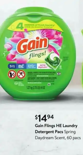 Walmart Gain Flings He Laundry Deterget Pacs Spring Daydream Scent 60 Pacs offer