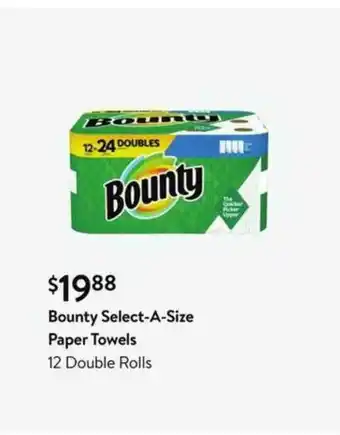 Walmart Bounty Select-A-Size Paper Towels 12 Double Rolls offer
