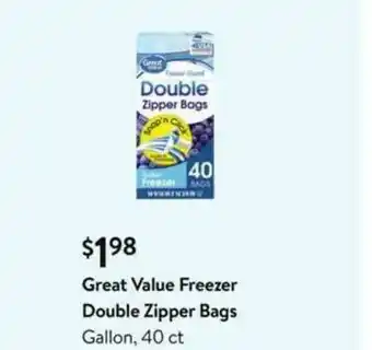 Walmart Great Value Freezer Doubble Zipper Bags Gallon, 40 Ct offer