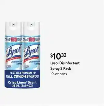 Walmart Lysol Disinfectant Spray 2 Pack offer