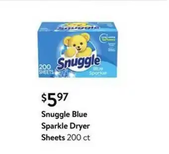 Walmart Snuggle Blue Sparkle Dryer Sheet 200 Ct offer
