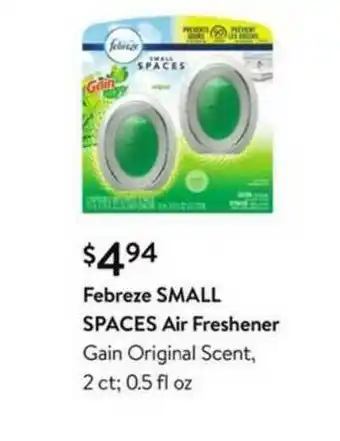Walmart Febreze Small Spaces Air Freshener Gain Original Scent 2Ct; 0.5 Fl Oz offer