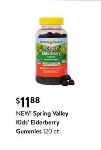 Walmart Spring Valley Kids' Elderberry Gummies 120 Ct offer