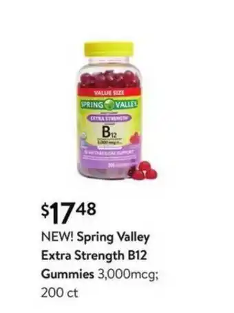 Walmart Spring Valley Extra Strength B12 Gummies 3,000mcg; 200 Ct offer