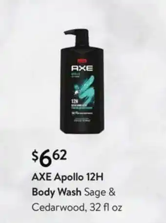 Walmart Axe Apollo 12H Body Wash Sage & Cedarwood, 32 Fl Oz offer