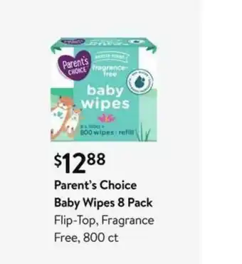 Walmart Parent's Choice Baby Wipes 8 Pack offer