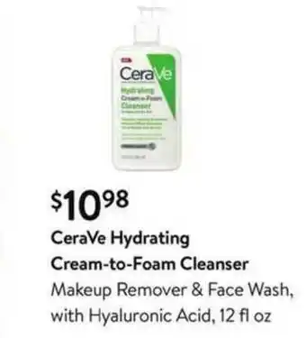 Walmart CeraVe Hydrating Cream-To-Foam Cleanser offer