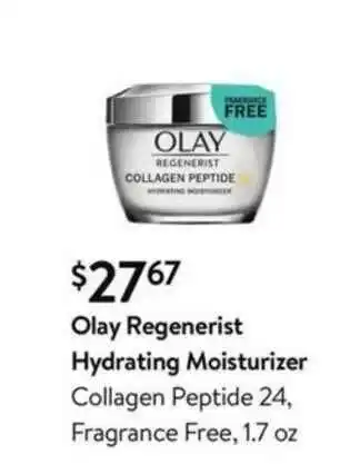 Walmart Olay Regenerist Hydrating Moisturizer Collagen Peptide 24, Fragrance Free, 1.7 Oz offer