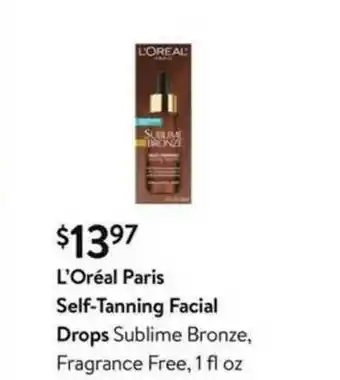 Walmart L'Oréal Paris Self-Tanning Facial Drops Sublime Bronze, Fragrance Free, 1 Fl Oz offer