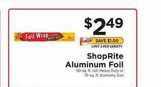 ShopRite Shoprite aluminum foil offer