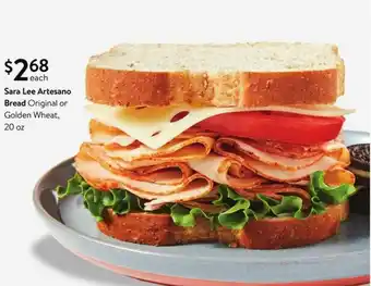 Walmart Sara Lee Artesano Bread offer