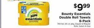 ShopRite Bounty essentials double roll towels 6-pack offer